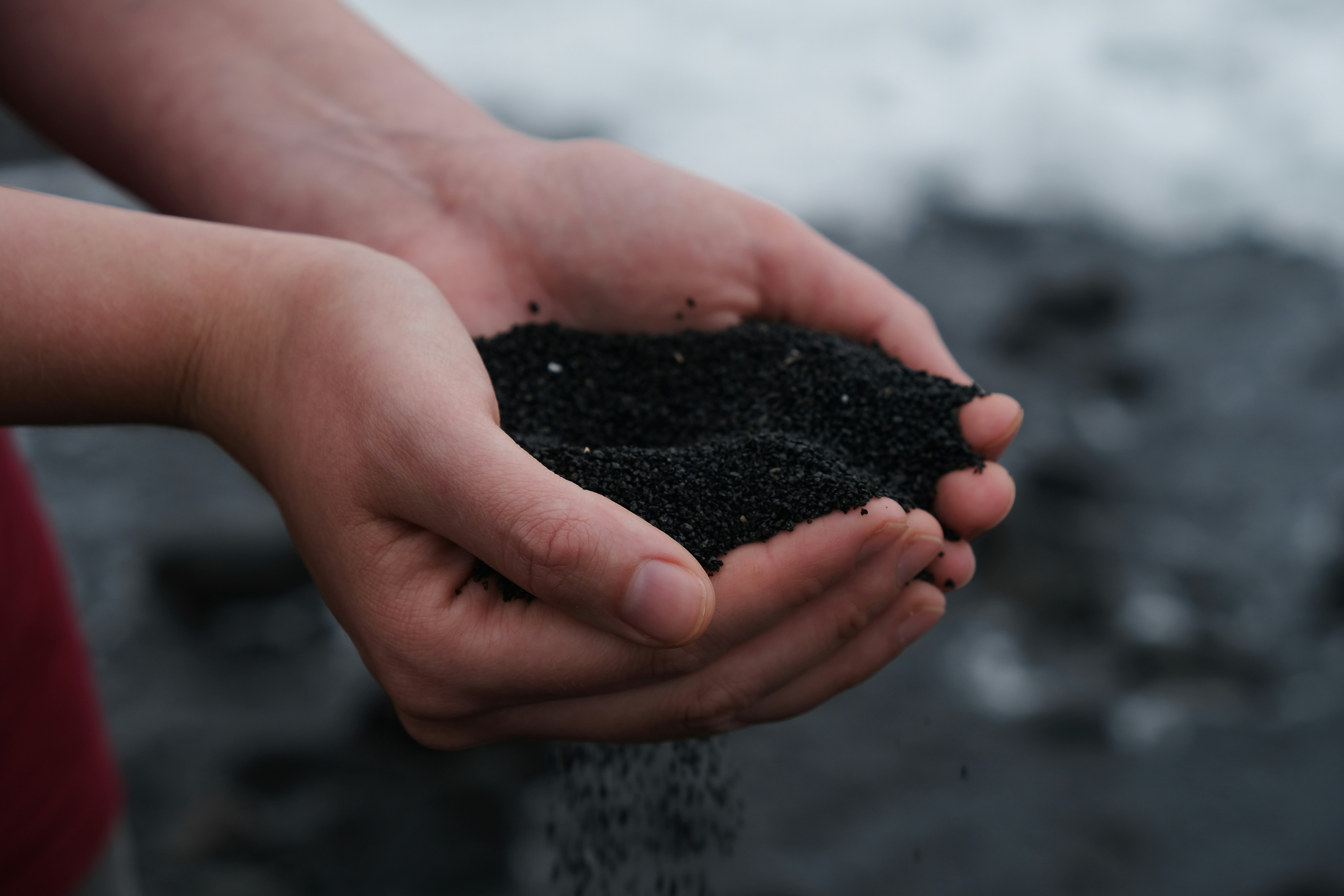 Hands holding rich dark soil